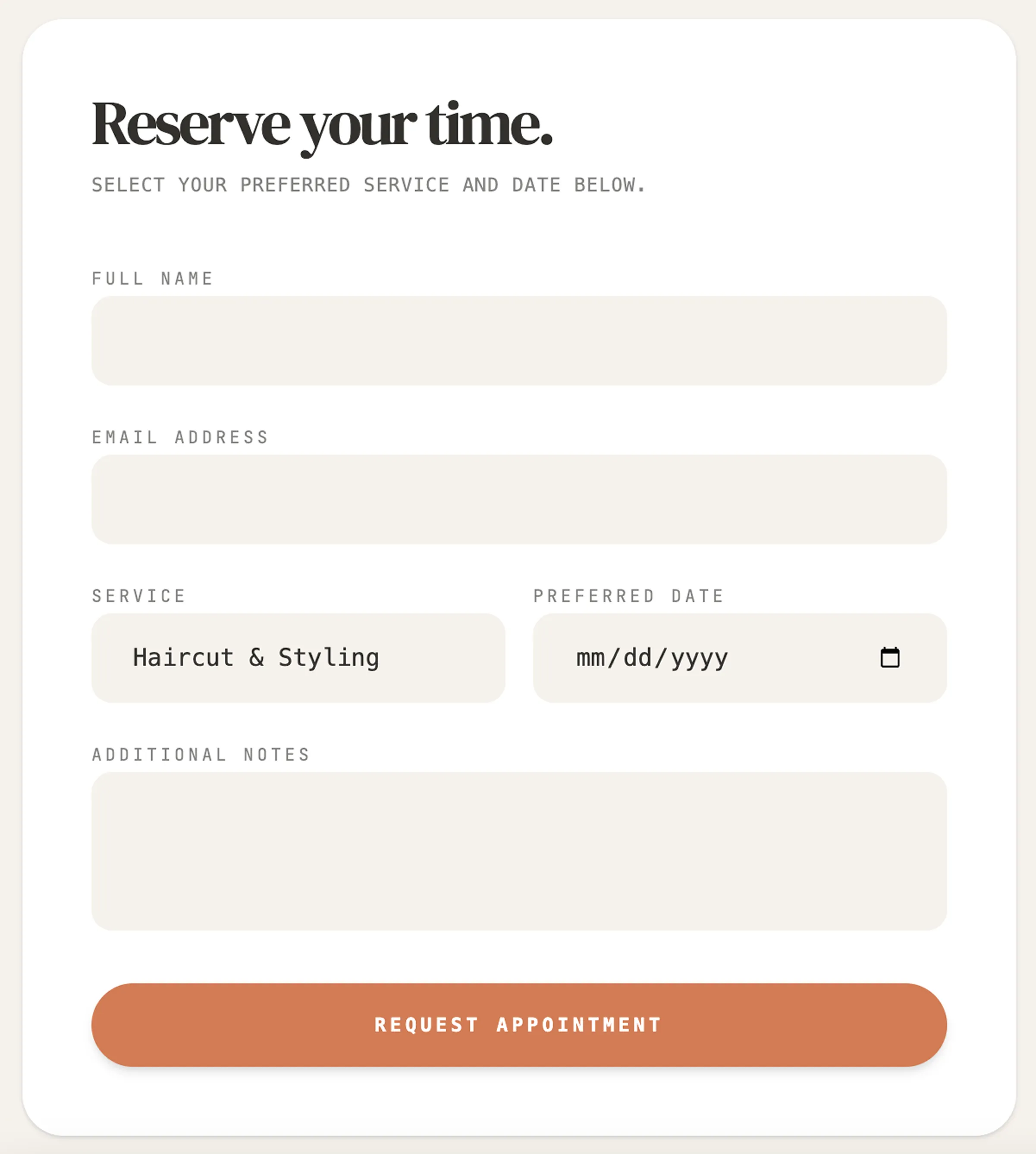 Reserve Modal